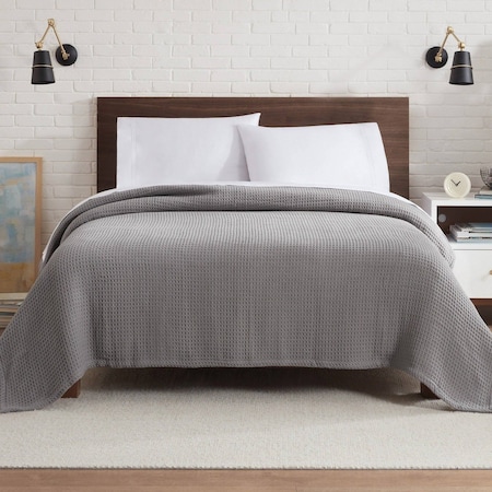 Monarch Brands Aston & Arden Waffle Blanket - King, Grey P-BLT-WFL-KG-GY